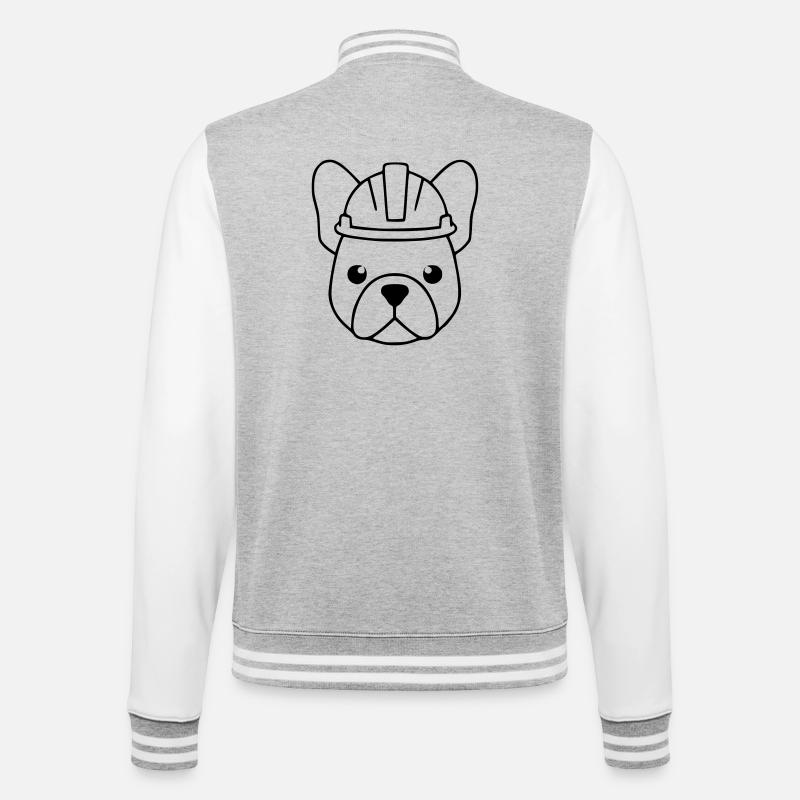 Frenchie Construction Helmet Head Outline - College Sweat Jacket - heather grey/white