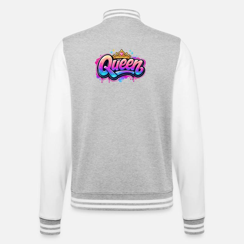 Queen Graffiti Crown Design - Veste Teddy - gris chiné / blanc
