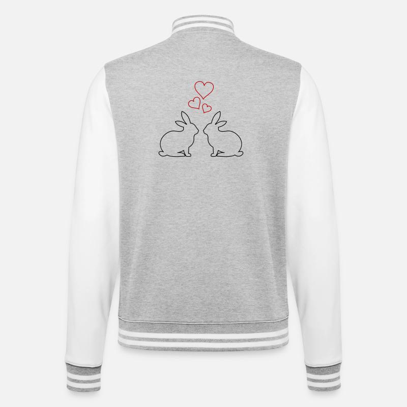 Hasen Hearts - College-Sweatjacke - Grau meliert/Weiß