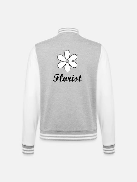 Artisan fleuriste logo floral épuré - Veste Teddy - gris chiné / blanc
