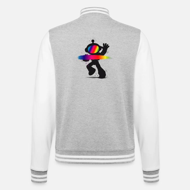 Roboter Silhouette Regenbogen Splash Design - College-Sweatjacke - Grau meliert/Weiß