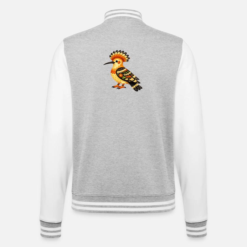 Farbenfroher Dudek im Volksstil - College-Sweatjacke - Grau meliert/Weiß