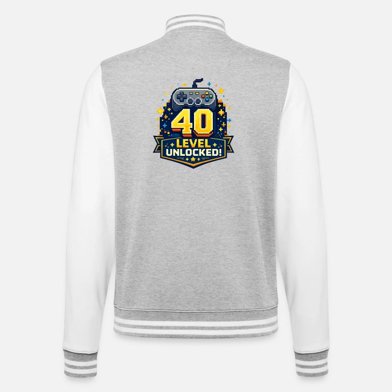 40 Level Unlocked Retro Controller - College Sweat Jacket - heather grey/white