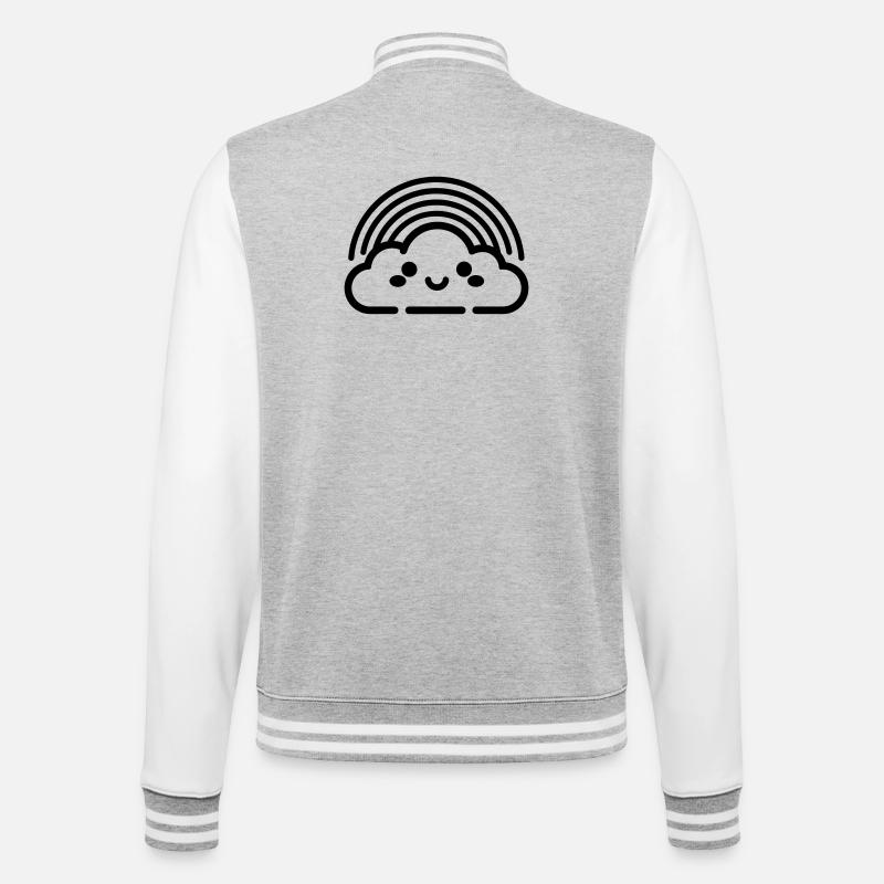 Regenbogen - College-Sweatjacke - Grau meliert/Weiß