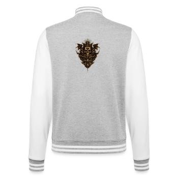 Crâne gothique avec dragons et symboles occultes - Veste Teddy - gris chiné / blanc - Dos - Marisol (170cm)