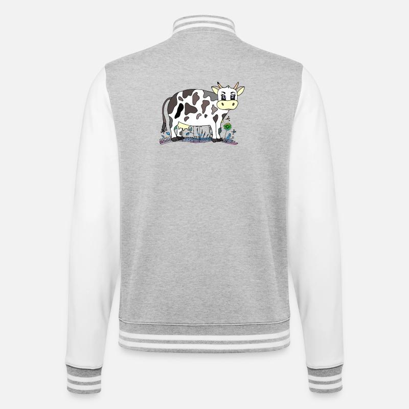 Cow - College Sweat Jacket - heather grey/white