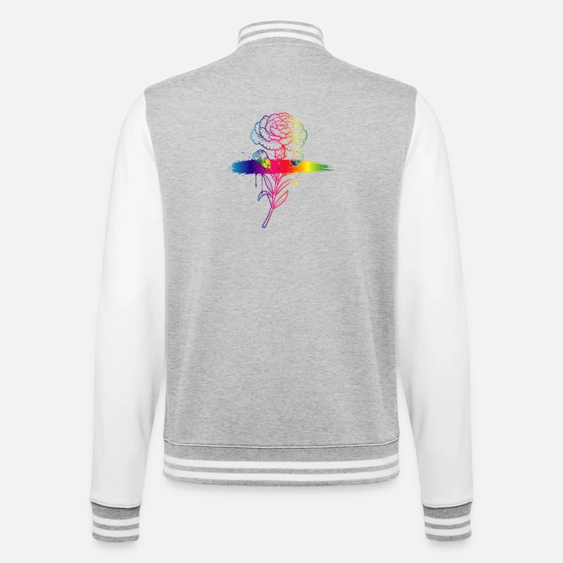 Rainbow Carnation Neon Gradient Art - College Sweat Jacket - heather grey/white