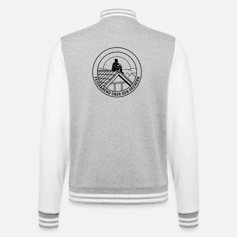 Dachdecker Feierabend über den Dächern - College-Sweatjacke - Grau meliert/Weiß
