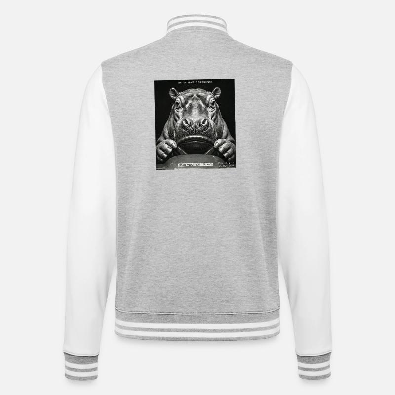Hippopotamus Radar Control Speed Cameras - College Sweat Jacket - heather grey/white