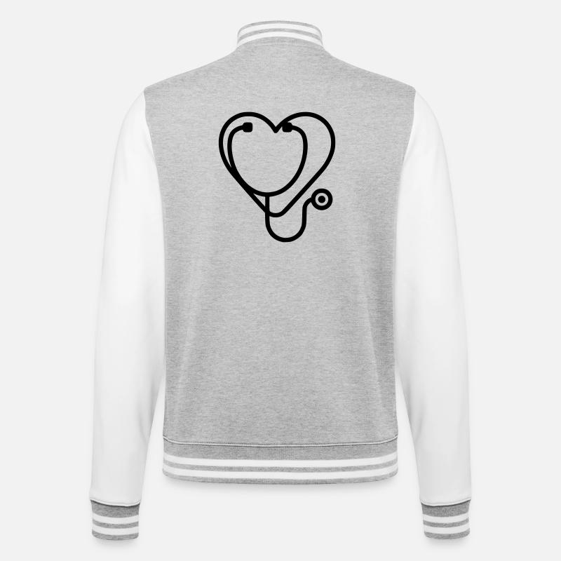 Plan de médecine cardiaque par stéthoscope - Veste Teddy - gris chiné / blanc