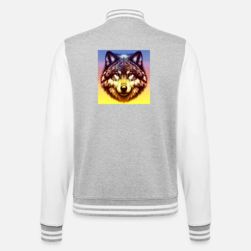 Wolf - College Sweat Jacket - heather grey/white