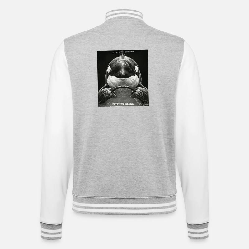 Fisch Geblitzt - College-Sweatjacke - Grau meliert/Weiß