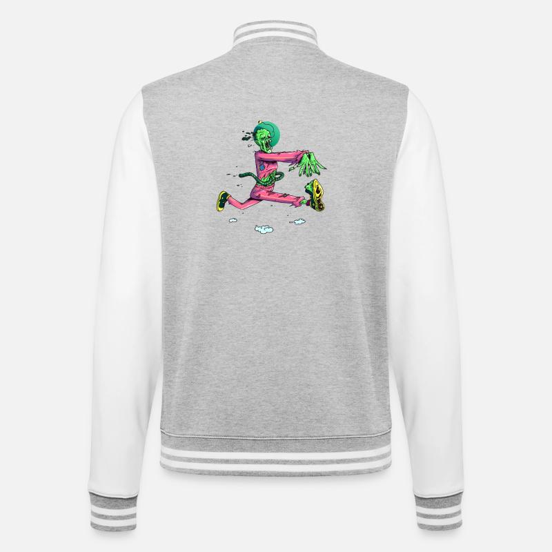 Zombie Runner Neon Pop - College-Sweatjacke - Grau meliert/Weiß