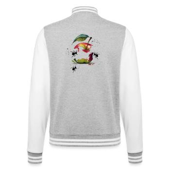  Apfel - College-Sweatjacke - Grau meliert/Weiß - Hinten - Marisol (170cm)