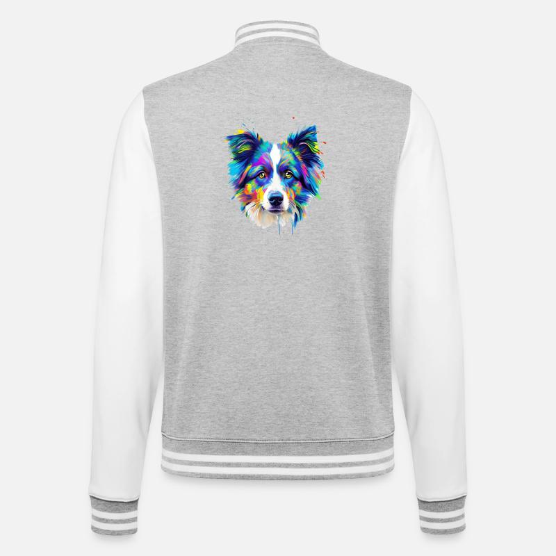 Bunte Australian Shepherd-Kunst - College-Sweatjacke - Grau meliert/Weiß