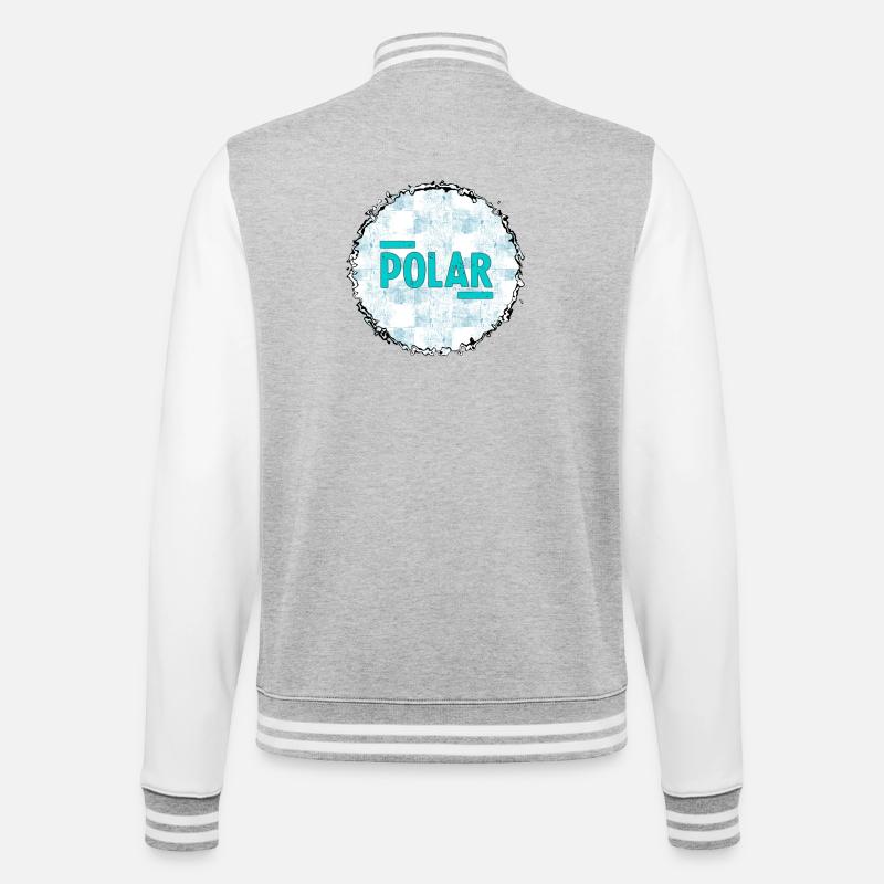 Polar Eisblau Logo Muster - College-Sweatjacke - Grau meliert/Weiß