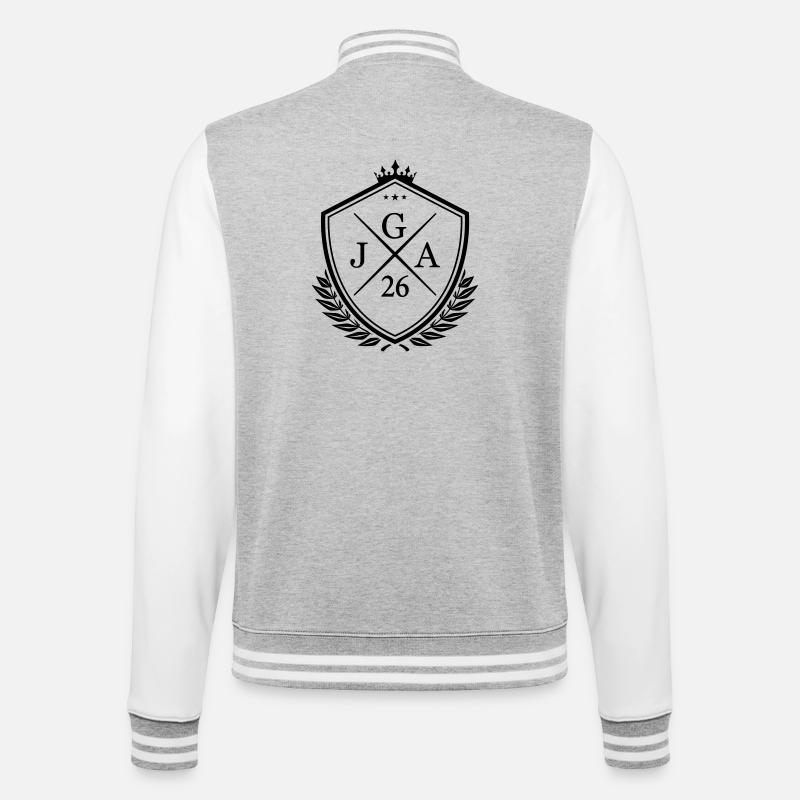 Jga 26 - College-Sweatjacke - Grau meliert/Weiß