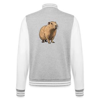 Nature Tones Capybara Illustration - College Sweat Jacket - heather grey/white - Back - Marisol (170cm)