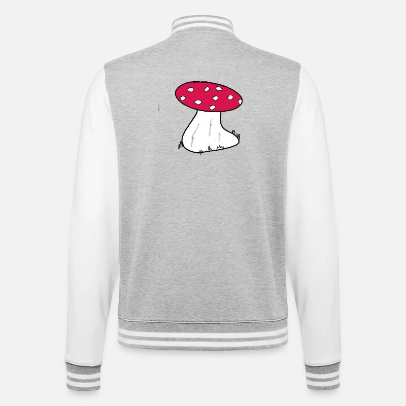 Red Toadstool Cartoon Pattern - College Sweat Jacket - heather grey/white