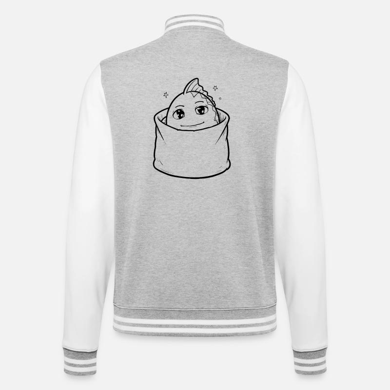 Fisch Tier Tasche - College-Sweatjacke - Grau meliert/Weiß
