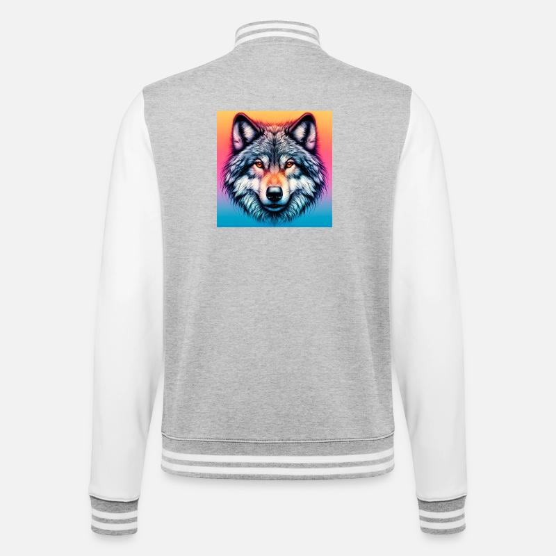 Wolf - College Sweat Jacket - heather grey/white