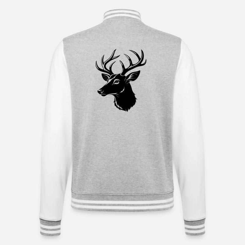 Tête de cerf de Virginie - Veste Teddy - gris chiné / blanc