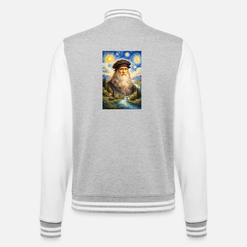 Leonardo da Vinci Starry Night - College Sweat Jacket - heather grey/white