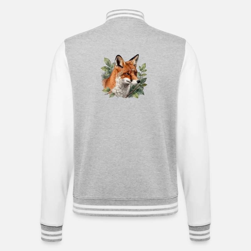 Botanical Fox - College Sweat Jacket - heather grey/white