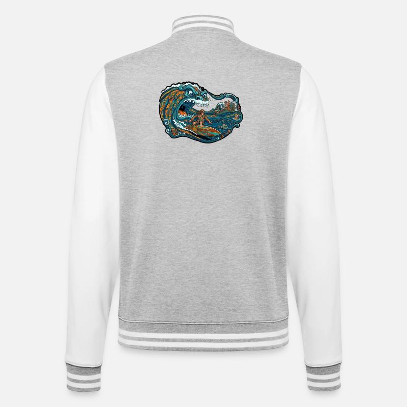 Aventure de vagues géantes de vagues - Veste Teddy - gris chiné / blanc