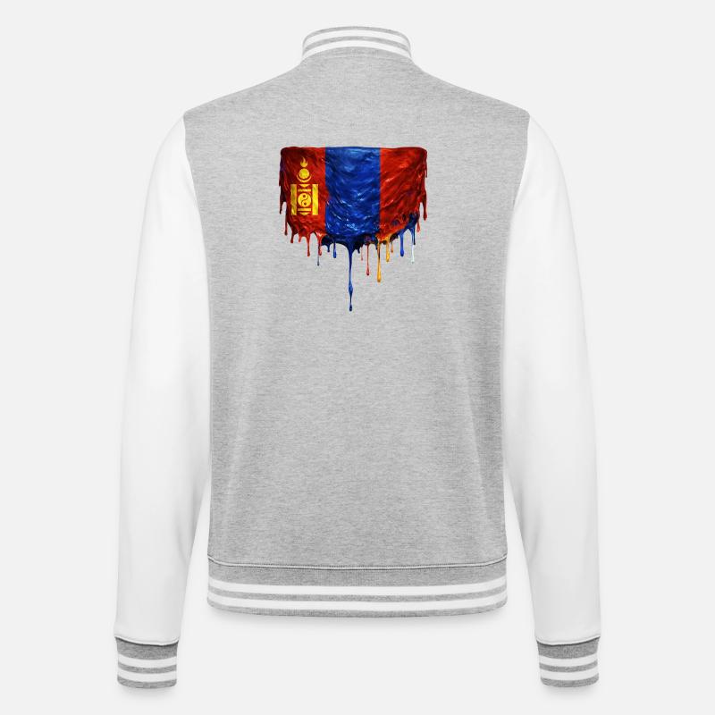 Chute du drapeau mongol - Veste Teddy - gris chiné / blanc