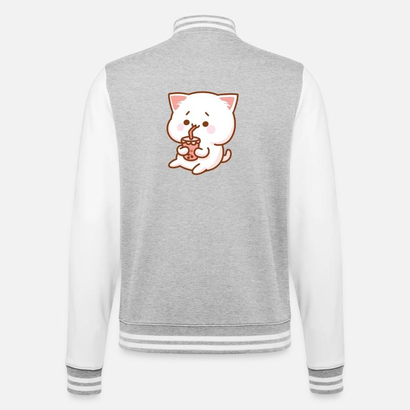 Chat et Shake - Veste Teddy - gris chiné / blanc