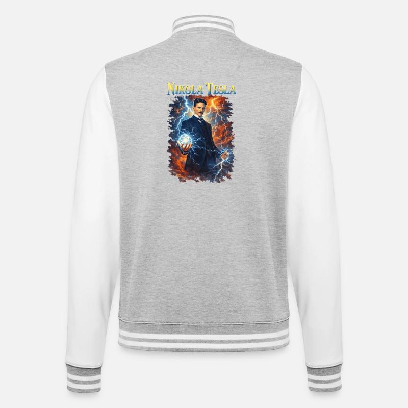 Nikola Porträt - College-Sweatjacke - Grau meliert/Weiß