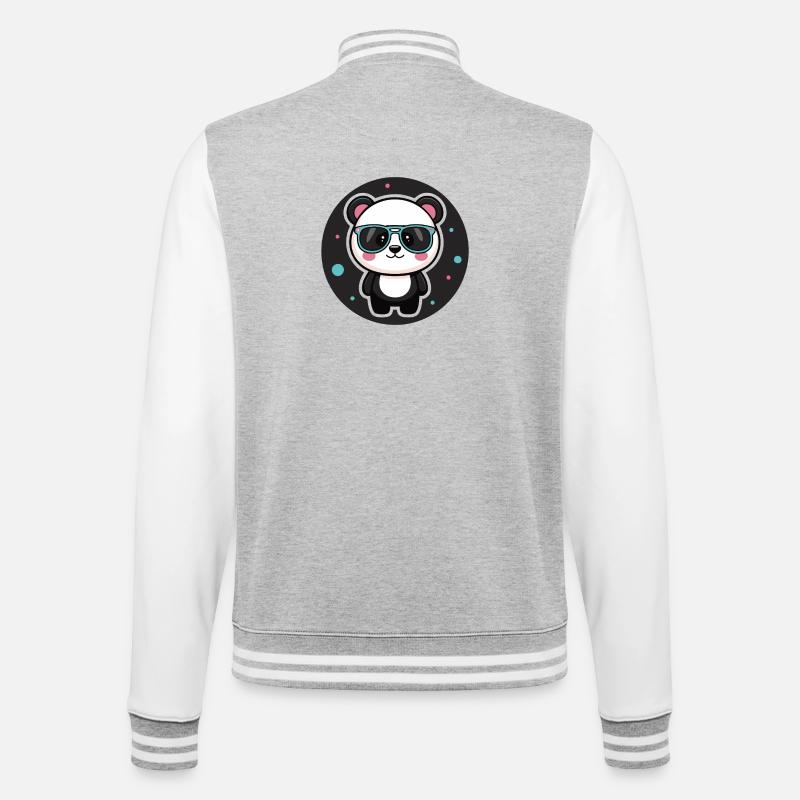 Panda kawaii chic lunettes rétro pastel - Veste Teddy - gris chiné / blanc