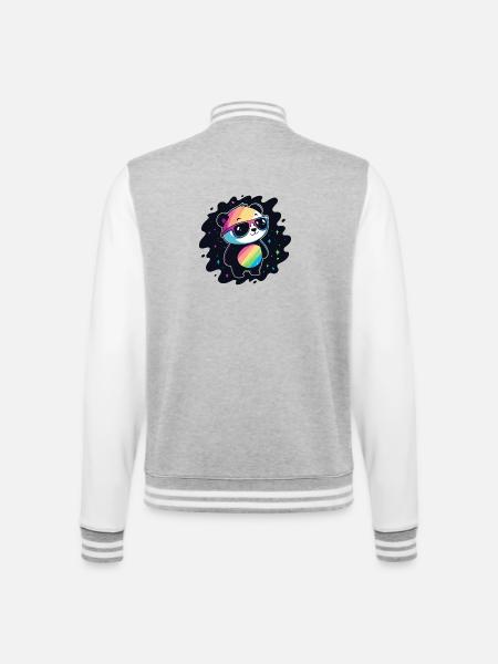Panda Rainbow Galaxy Cool Glasses - College Sweat Jacket - heather grey/white