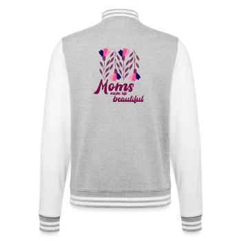 Funny Mom Grandma Mother's Day Gift Design Humor - College Sweat Jacket - heather grey/white - Back - Marisol (170cm)