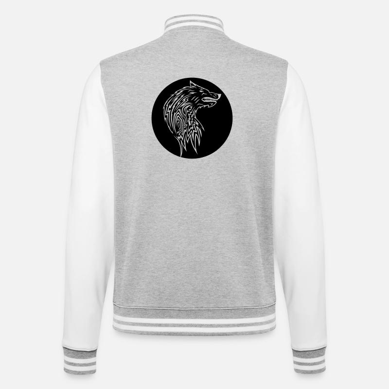 Wolf - College Sweat Jacket - heather grey/white