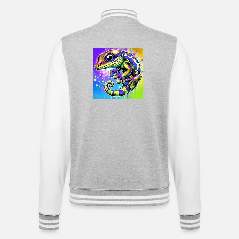 Gecko - Veste Teddy - gris chiné / blanc