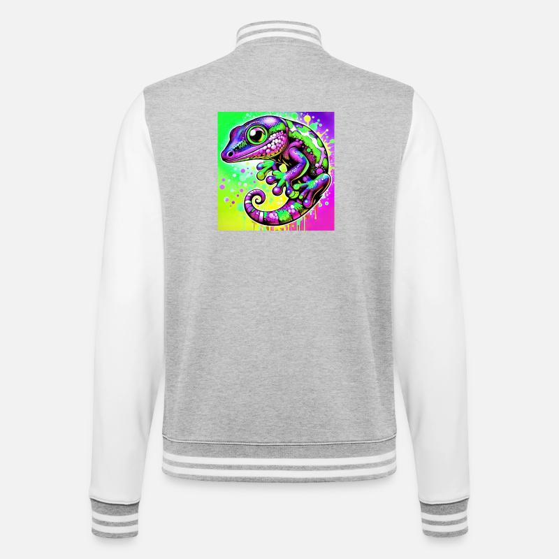 Gecko - Veste Teddy - gris chiné / blanc