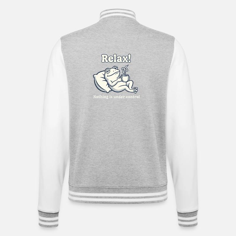 Relaxed frog: Nothing is under control - College Sweat Jacket - heather grey/white
