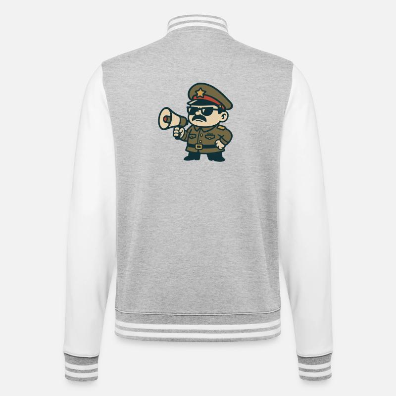 Retro Sergeant Megaphone - College Sweat Jacket - heather grey/white