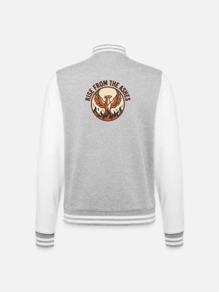 The Eternal Phoenix: Rebirth through Courage - College Sweat Jacket - heather grey/white