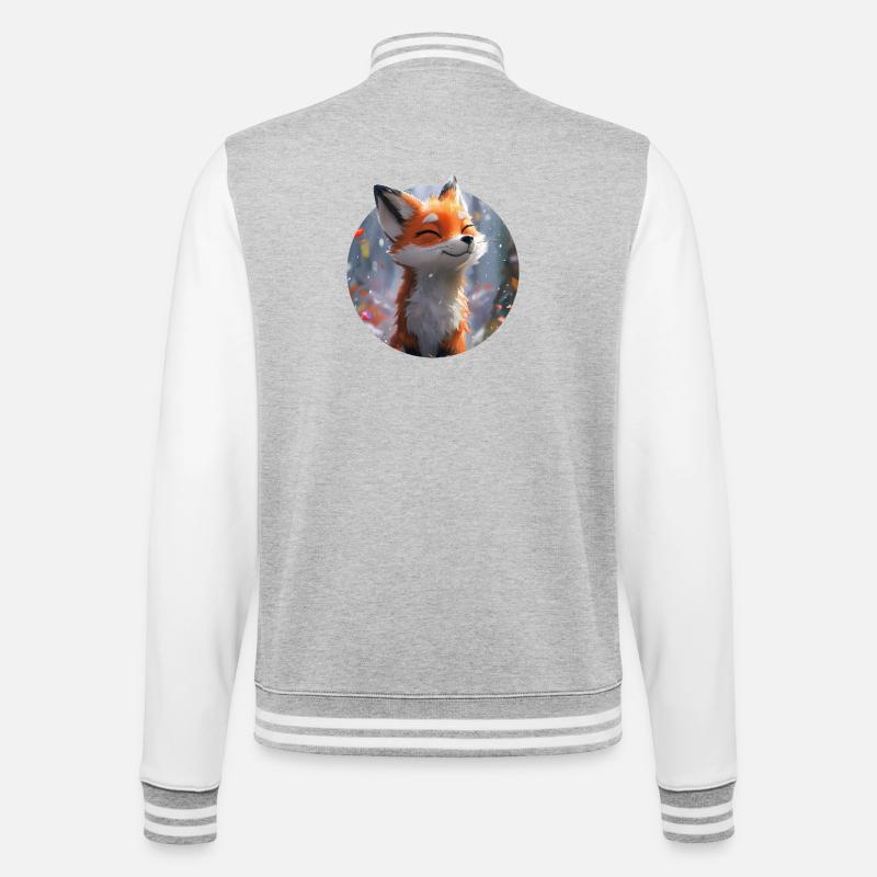 Cute Fox - College Sweat Jacket - heather grey/white