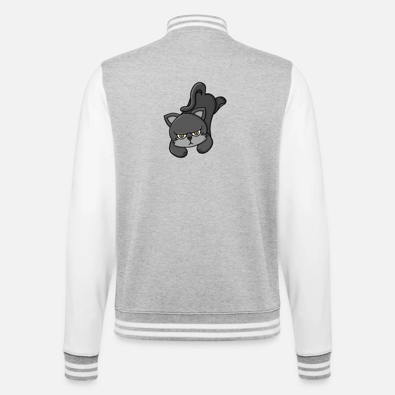 Mürrische Graukatze - College-Sweatjacke - Grau meliert/Weiß