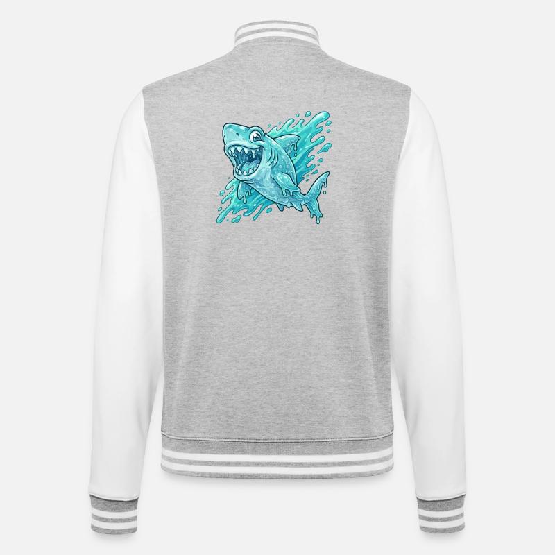 Aventure de Splash Shark Bleu - Veste Teddy - gris chiné / blanc