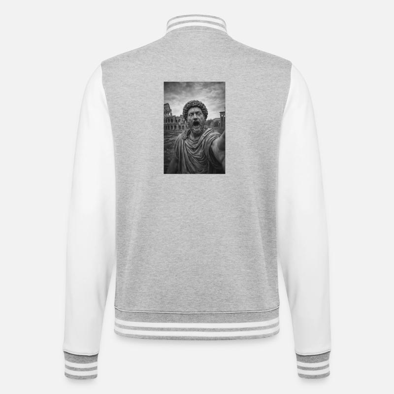 Marcus Aurelius Selbstporträt - College-Sweatjacke - Grau meliert/Weiß