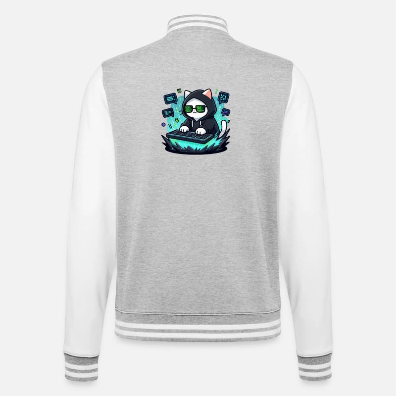 Chat Hacker - College Sweat Jacket - heather grey/white
