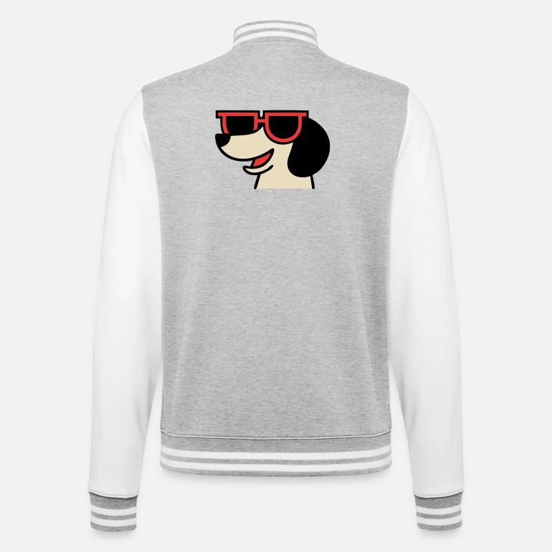 Patron aux lunettes teckel cool - Veste Teddy - gris chiné / blanc