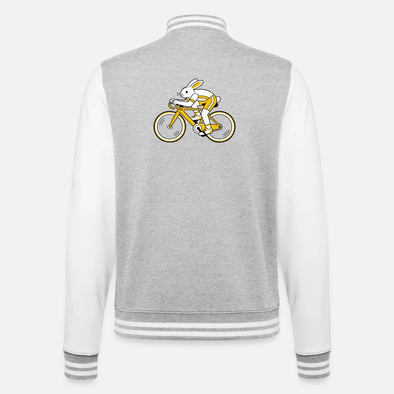 Lièvre sur un vélo de course - Veste Teddy - gris chiné / blanc
