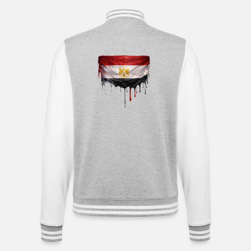 Art de chute de drapeau égyptien - Veste Teddy - gris chiné / blanc