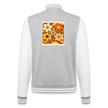 Retro flowers in shades of yellow - College Sweat Jacket - heather grey/white - Back - Marisol (170cm)